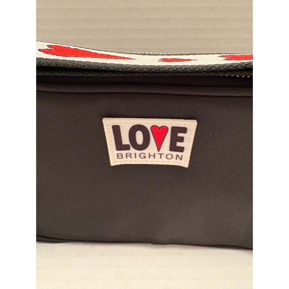 Brighton Love Essentials Black Nylon Heart Strap Crossbody Bag New